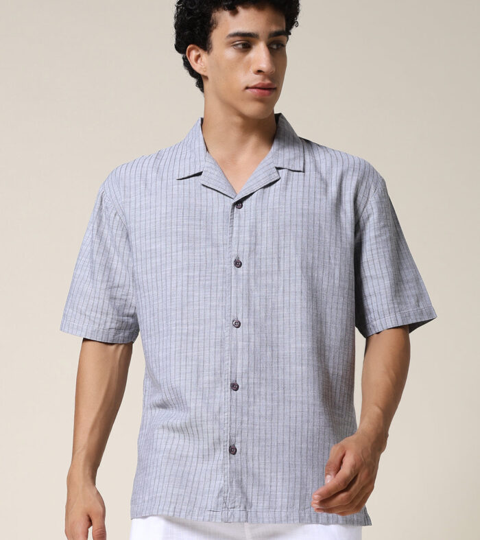 Mens Half Sleeve Casual Shirt  – Ash Grey