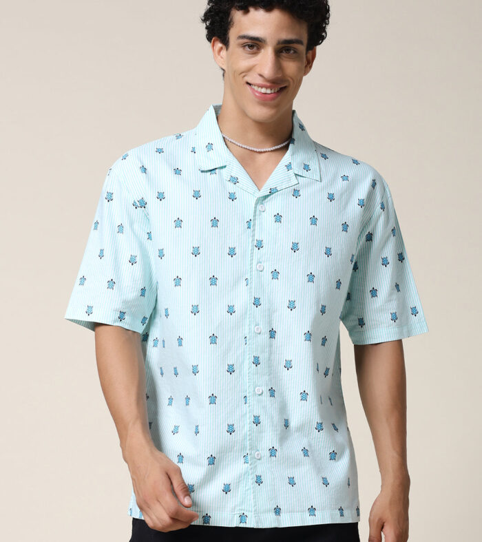Mens Half Sleeve Casual Shirt  – Aqua Green