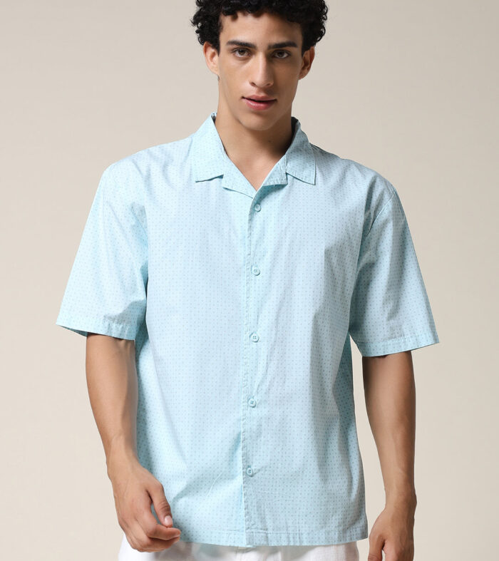 Mens Half Sleeve Casual Shirt  – Sky