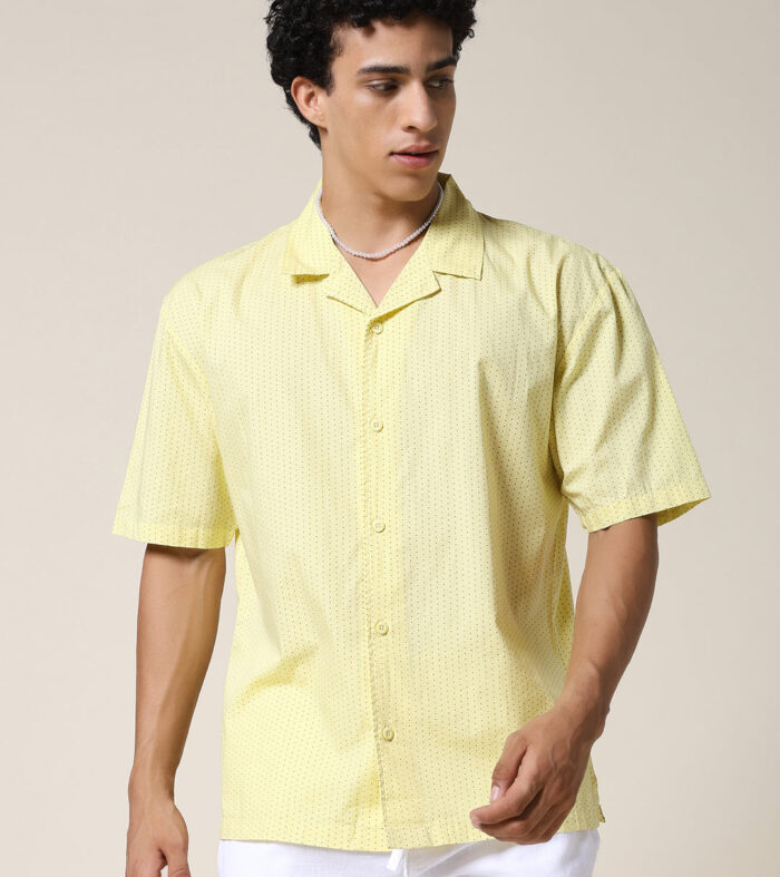 Mens Half Sleeve Casual Shirt Yellow