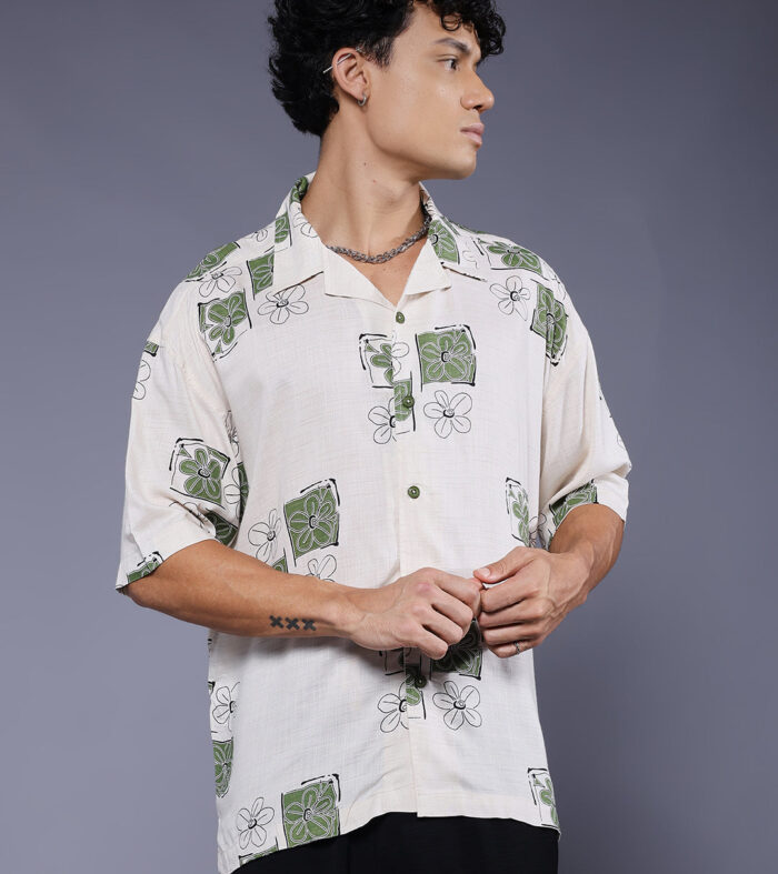 Mens Half Sleeve Casual Shirt  – Off White