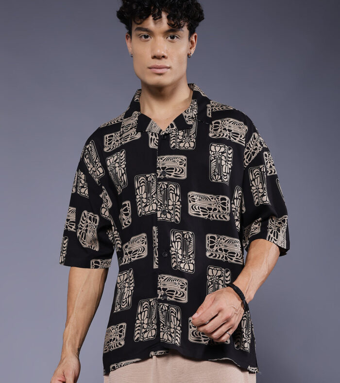 Mens Half Sleeve Casual Shirt  – Black