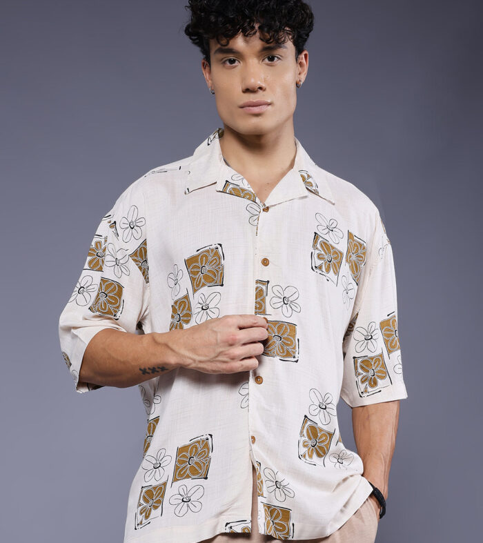 Mens Half Sleeve Casual Shirt  – Brown