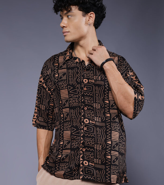 Mens Half Sleeve Casual Shirt  – Black