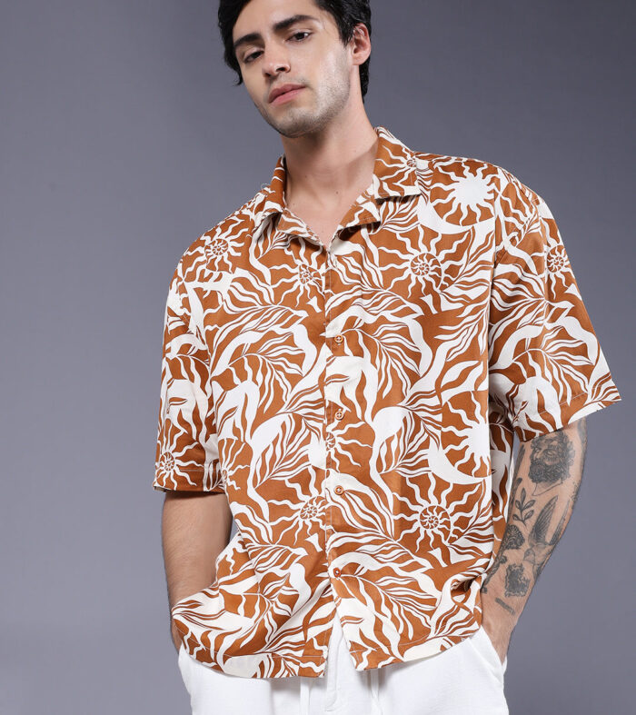 Mens Half Sleeve Casual Shirt  – Beige