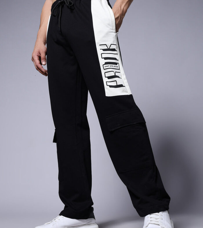 Men Premium Knitted Joggers with Side Panel Print