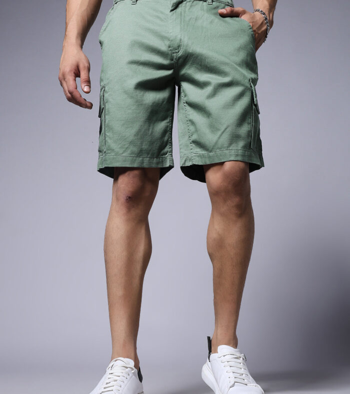 Men's Cotton Utility Cargo Shorts with Multi-Pockets – Moss Green