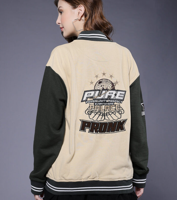 Respect Women Varsity Embroidered Bomber Jacket