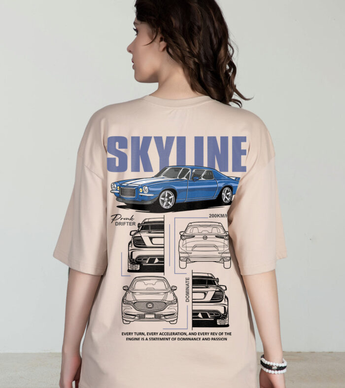 SKYLINE Women Graphic Printed Oversized  T-Shirt