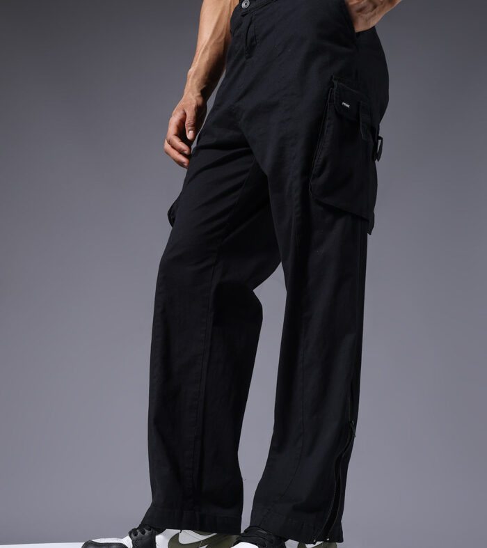 Men Utility Cargos- Black