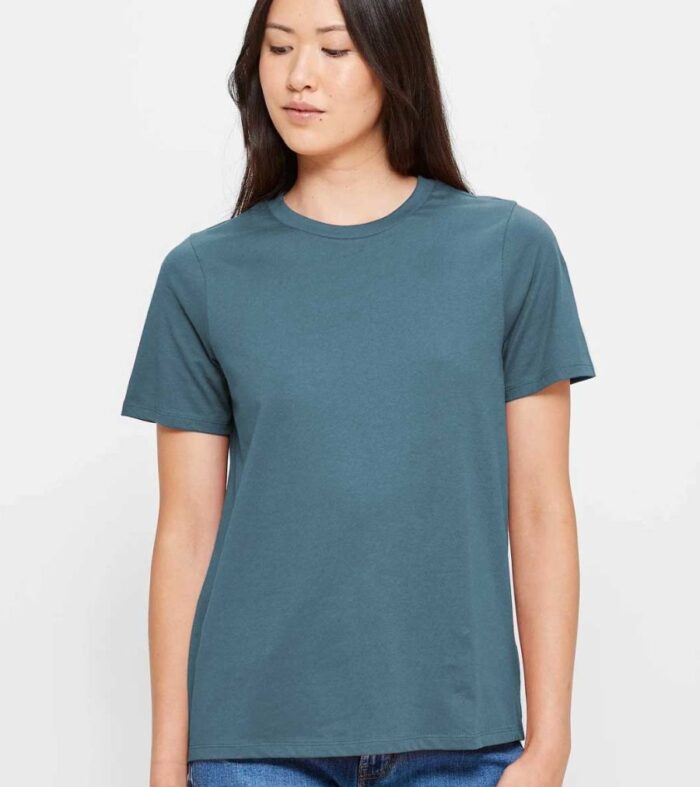 Women Solid Half Sleeve T-Shirt - Teal Blue