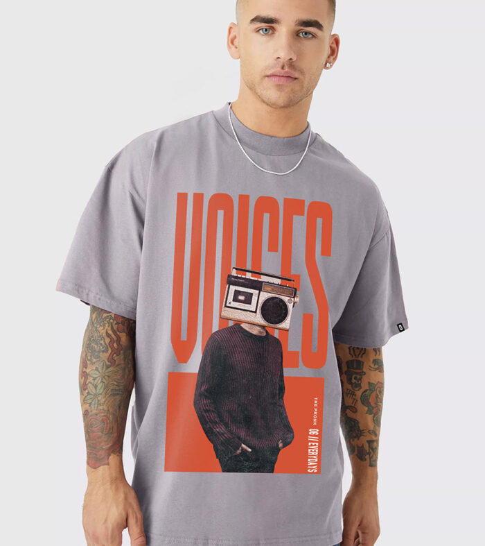 Voices Men Oversized Printed T Shirt