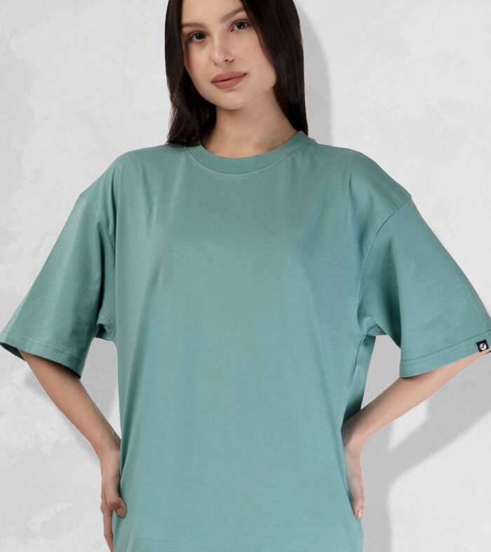 Solid Women Oversized T-Shirt - Mint Green