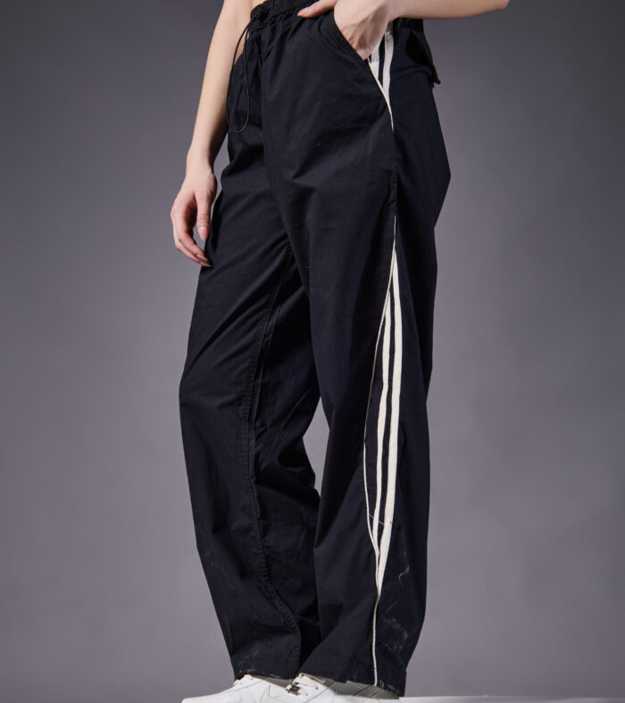 Parachute Pants For Women Black With White Stripe