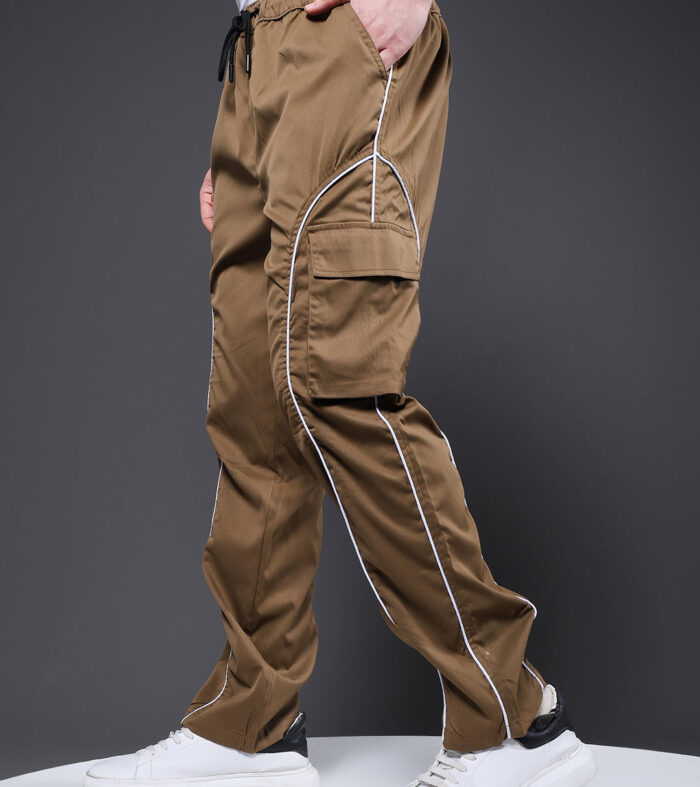 Men Utility Cargo Khaki Reflective Stripes