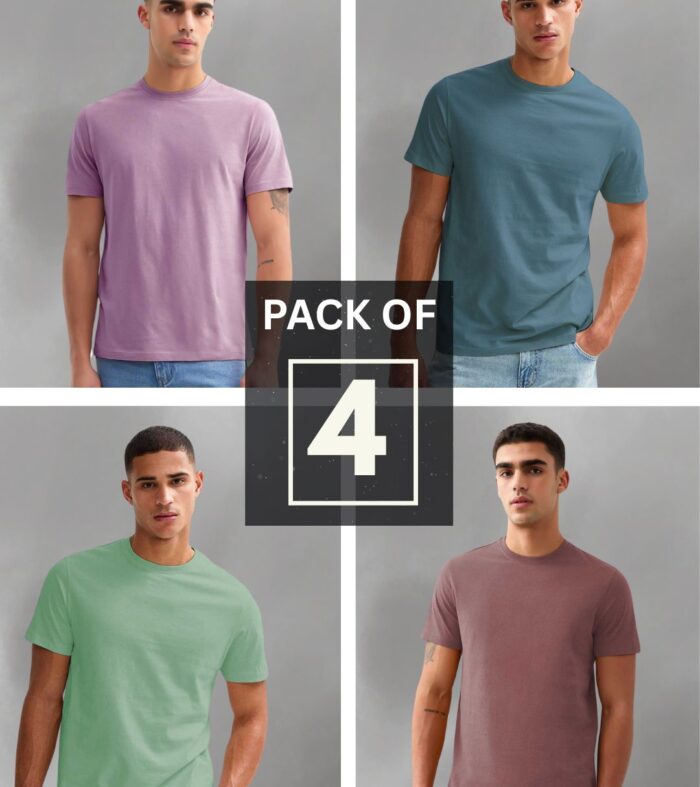 Solid Half Sleeve T-Shirt Men Combo - Pack of 4