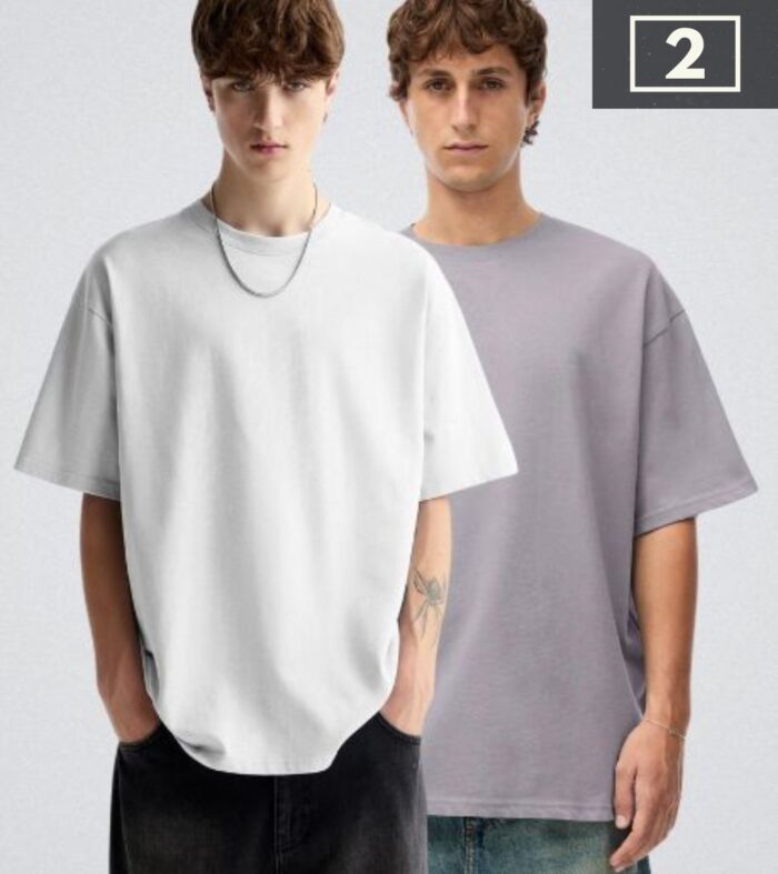 Solid Oversized T-Shirt Men Combo - Pack of 2