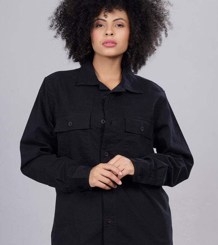 Solid Womens Full Sleeve Shirt Black