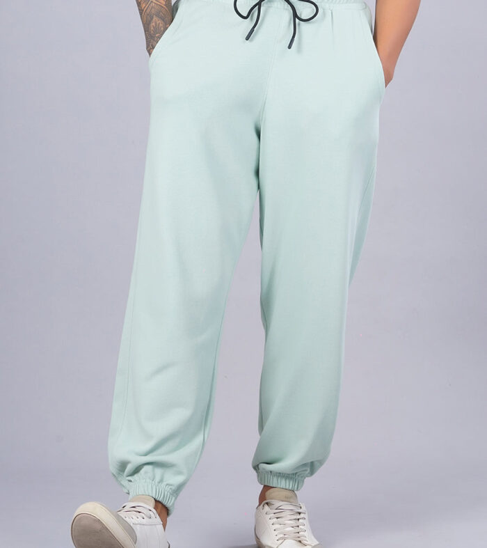 Men Premium Terry Loose Fit Joggers - Mint Green
