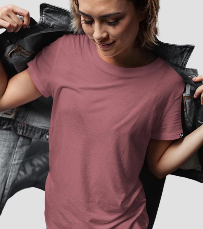 Women Solid Half Sleeve T-Shirt - Mauve Taupe