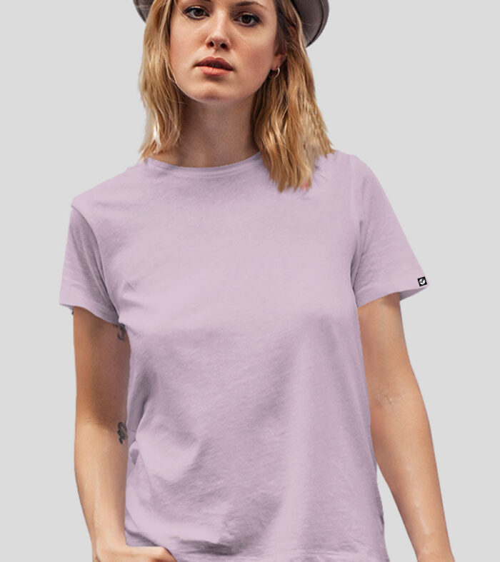 Women Solid Half Sleeve T-Shirt - Lilac