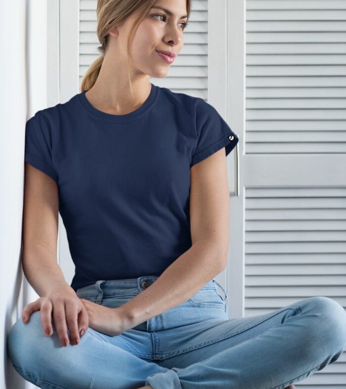 Women Solid Half Sleeve T-Shirt - Classic Navy