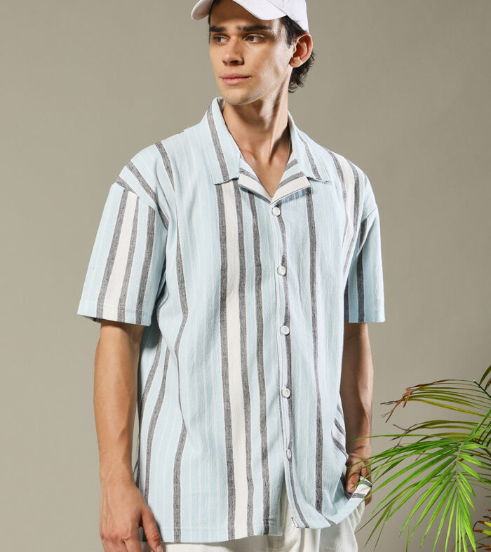 Mens Half Sleeve Resort Shirt - Sky