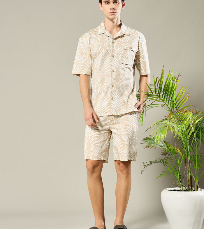 Men Premium Cotton Twill Co-ord Set – Beige