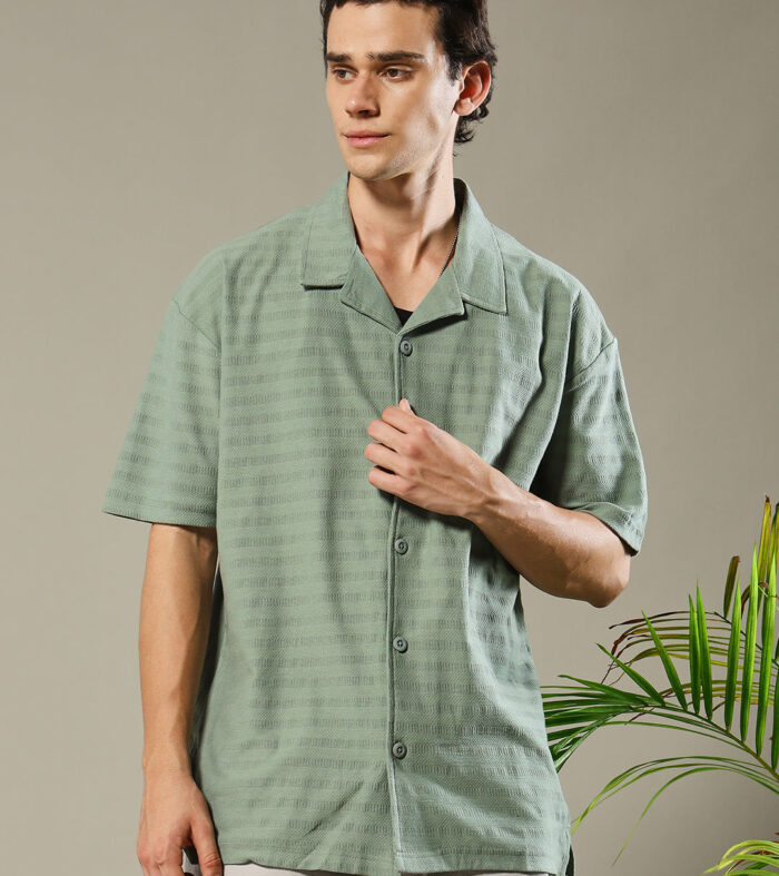 Mens Half Sleeve Resort Shirt - Mint Green