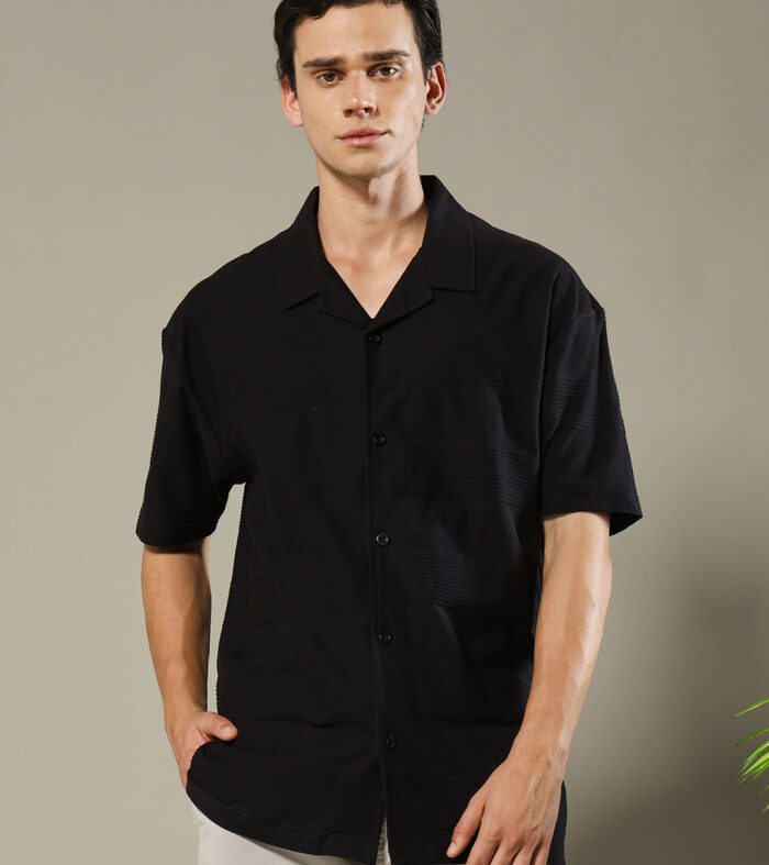 Mens Half Sleeve Resort Shirt - Black