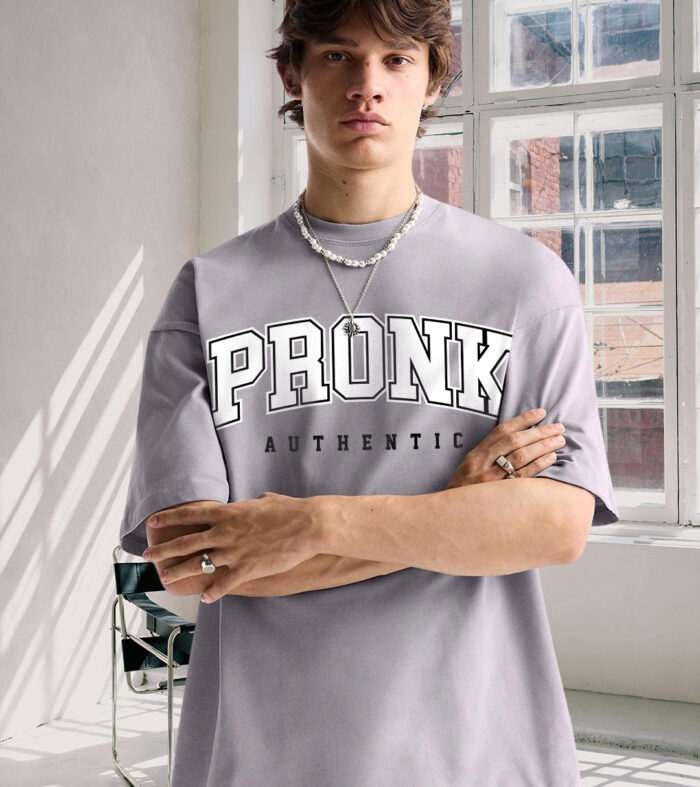 Pronk Authentic Men Oversized T-Shirt - Ash Grey