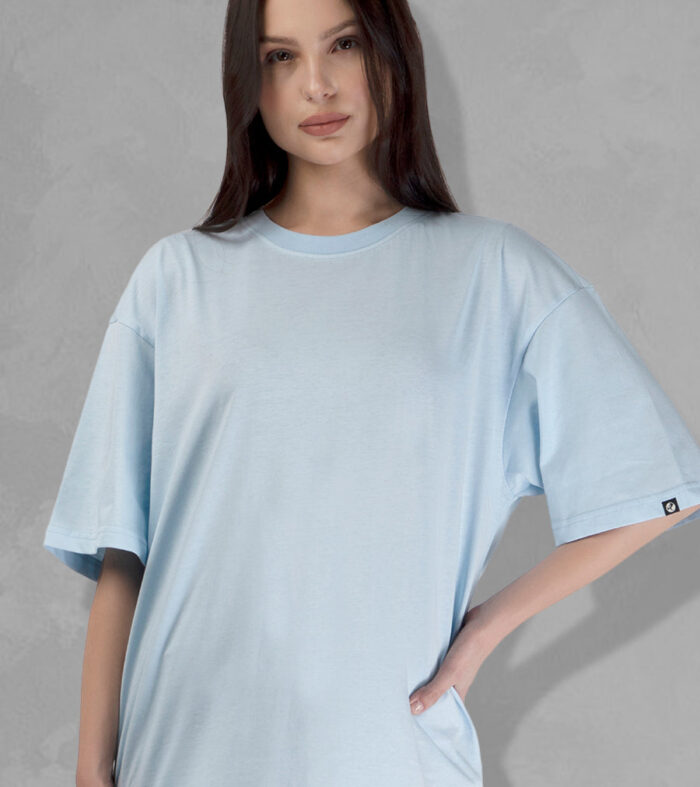 Solid Women Oversized T Shirt Sky
