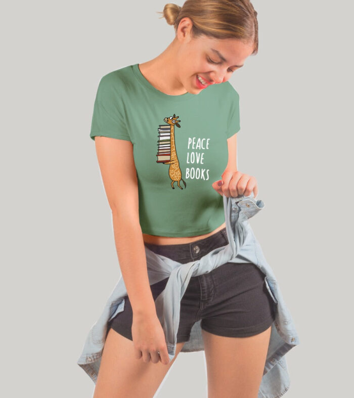Peace Love Books Women Crop Top