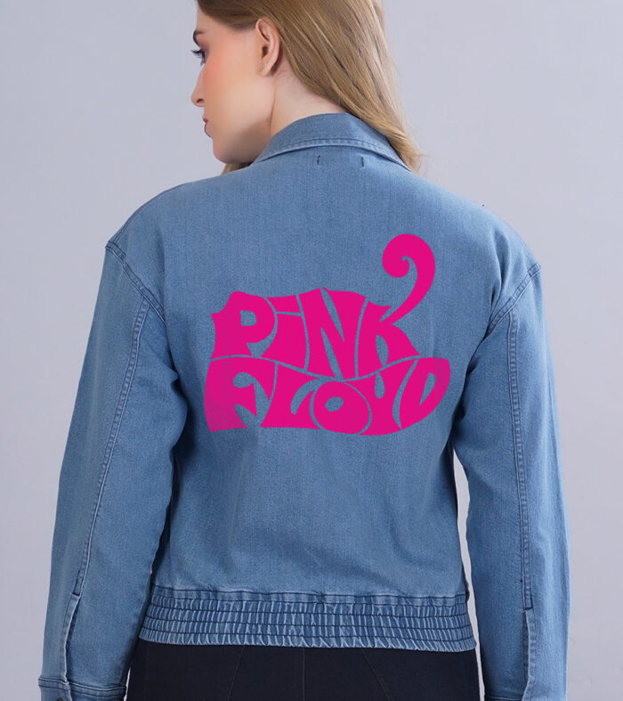 Pink Floyd Printed Cropped Denim Jacket For Womens | Pronk