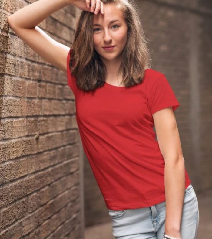 Women Solid Half Sleeve T-Shirt - Candy Red