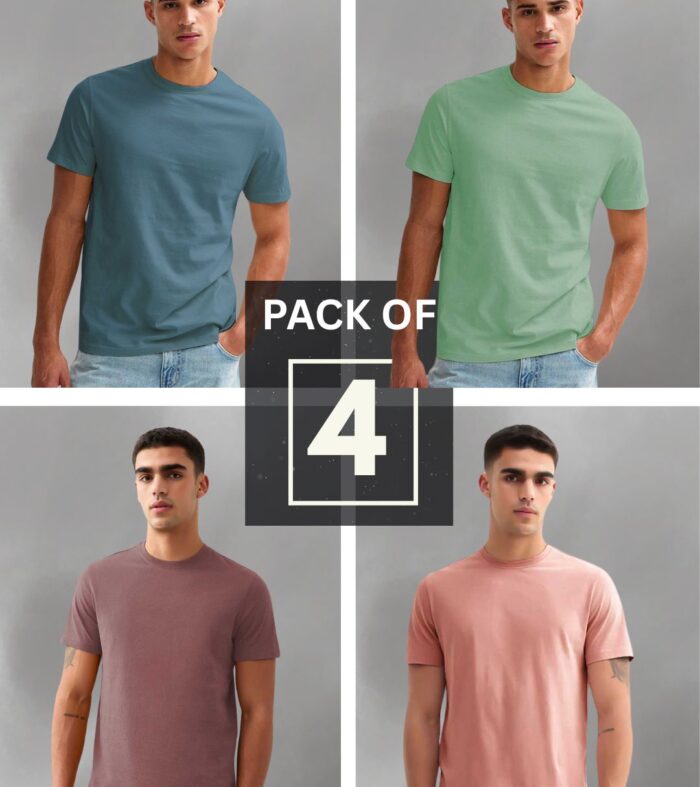 Solid Half Sleeve T-Shirt Men Combo - Pack of 4