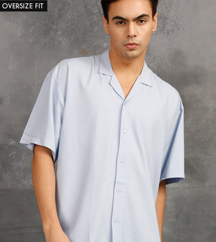 Solid Mens Fluidic Oversized Shirt Sky