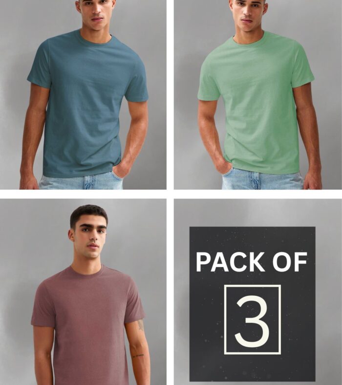 Solid Half Sleeve T Shirt Men Combo Pack Of 45