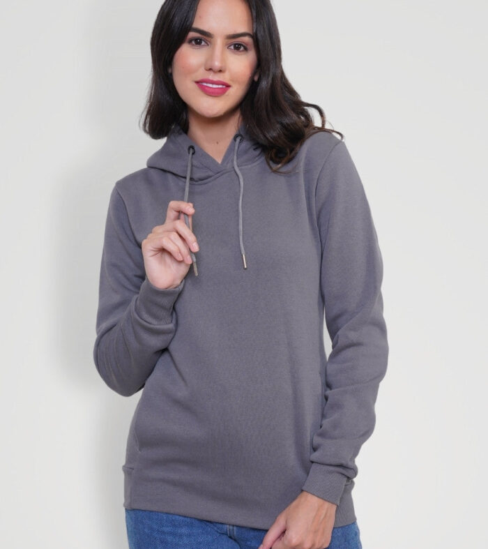 Women Fleece Hoodie Sweatshirt | Steel Grey | Pronk