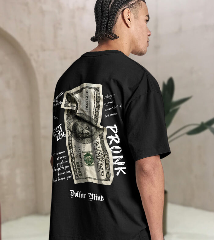 Dollar Mind Men Printed Oversized  T-Shirt