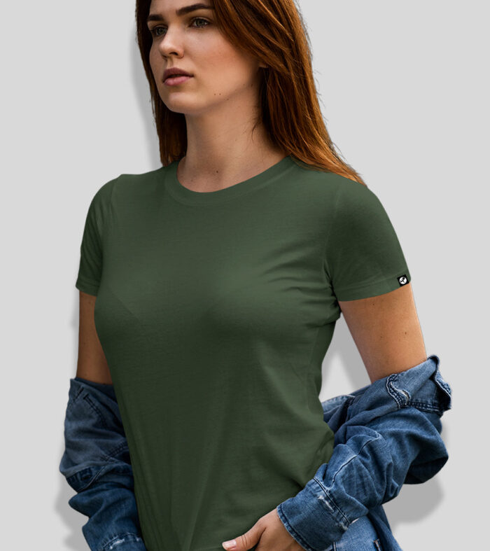 Women Solid Half Sleeve T-Shirt - Basil Green