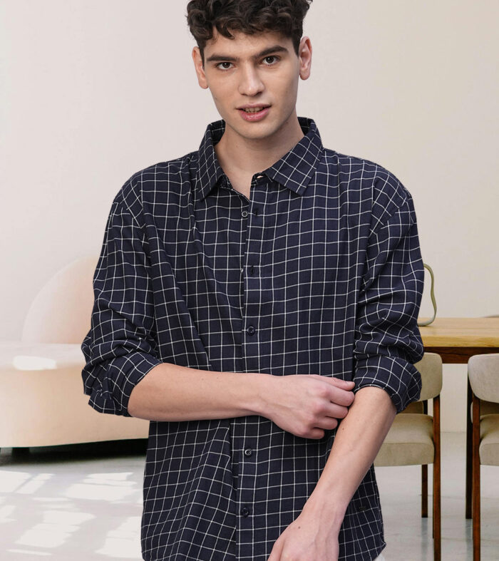 Pronk Men Full Sleeve Check Shirt