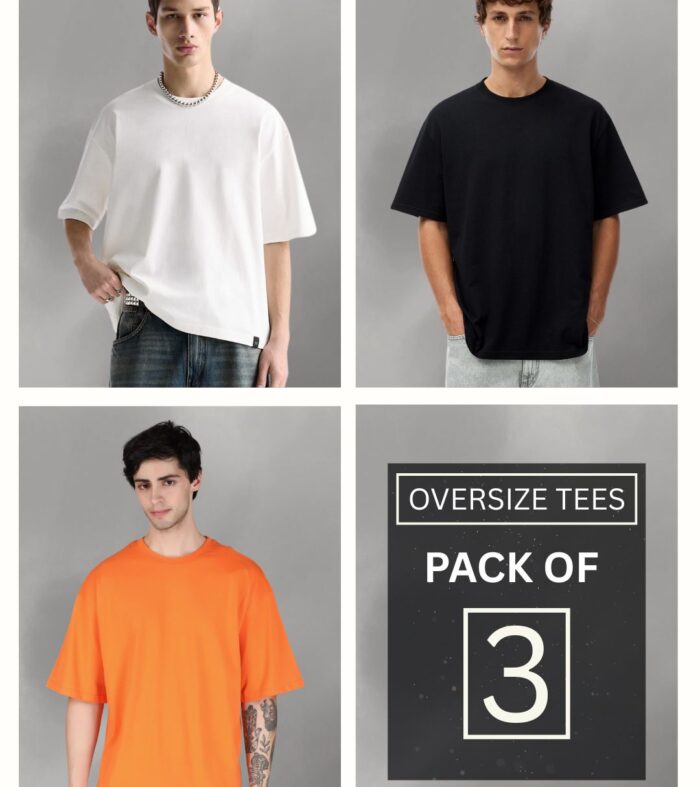 Men T-Shirt Oversized Solid Combo - Pack of 3