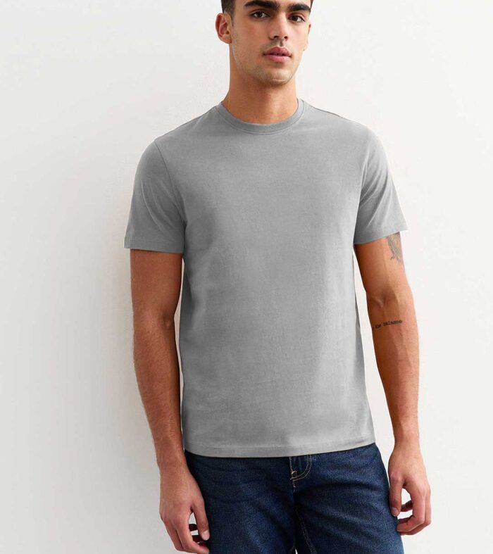 Solid Men Half Sleeve T-Shirt - Ash Grey