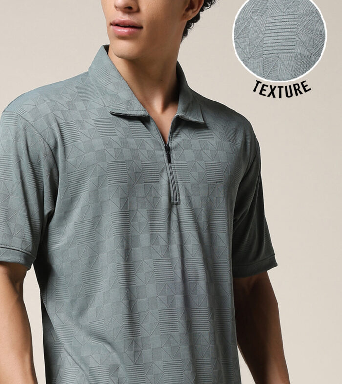 Men Relaxed Fit Korean Texture Polo T-Shirt