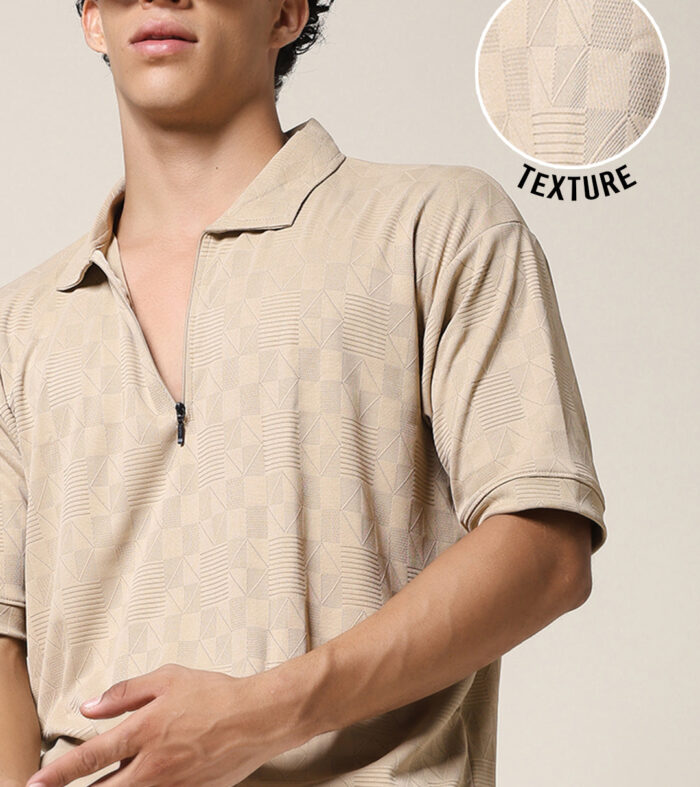 Men Relaxed Fit Korean Texture Polo T-Shirt