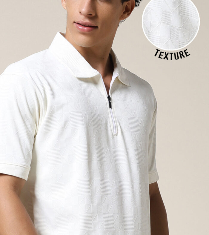 Men Relaxed Fit Korean Texture Polo T-Shirt