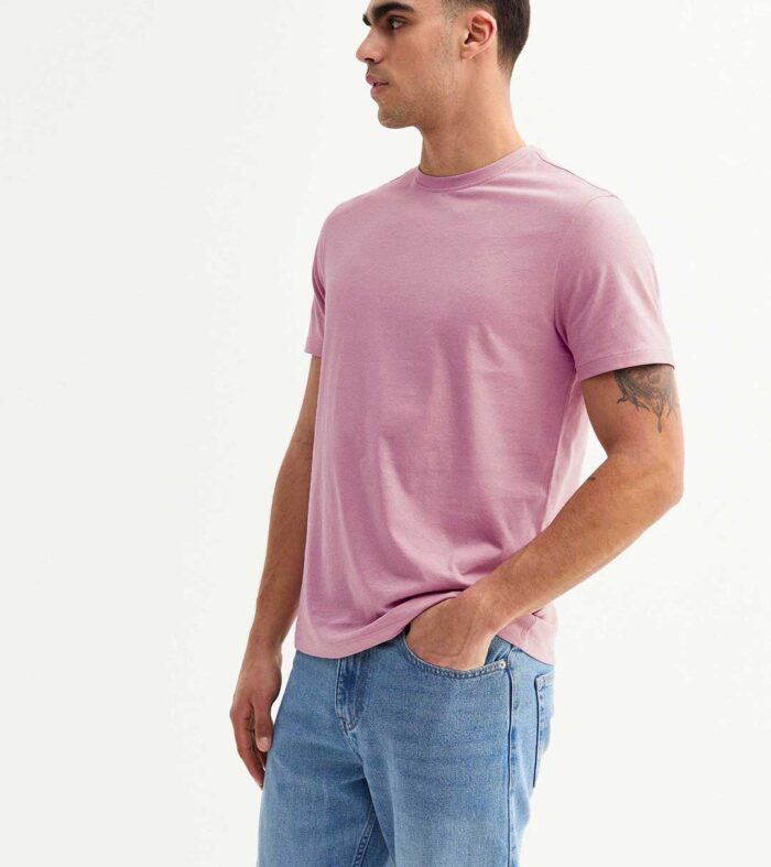 Solid Men Half Sleeve T-Shirt - Lilac