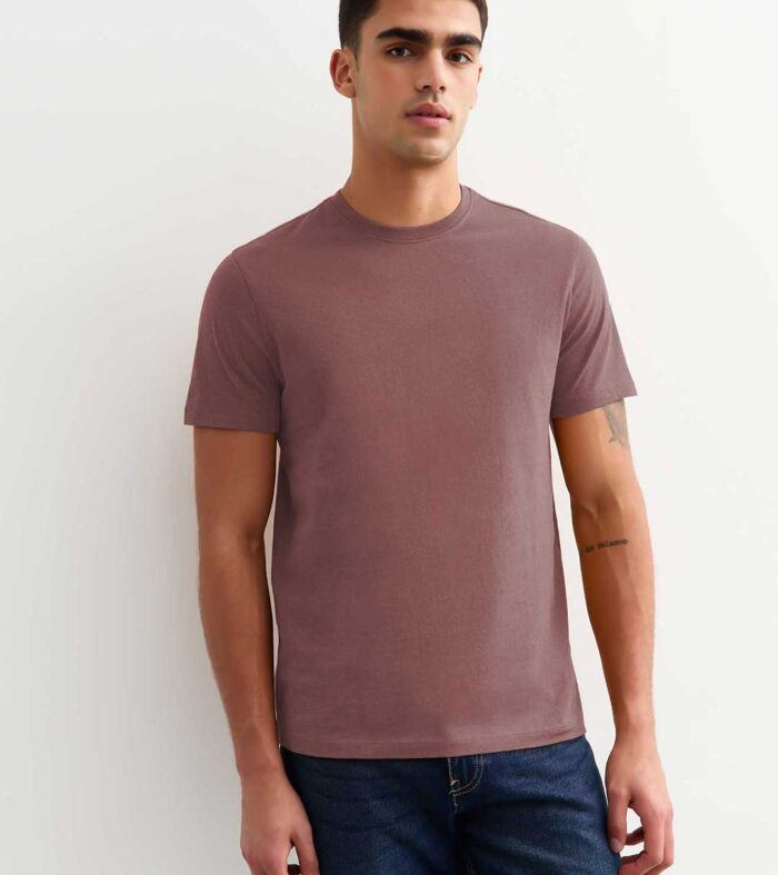 Solid Men Half Sleeve T-Shirt - Mauve Taupe