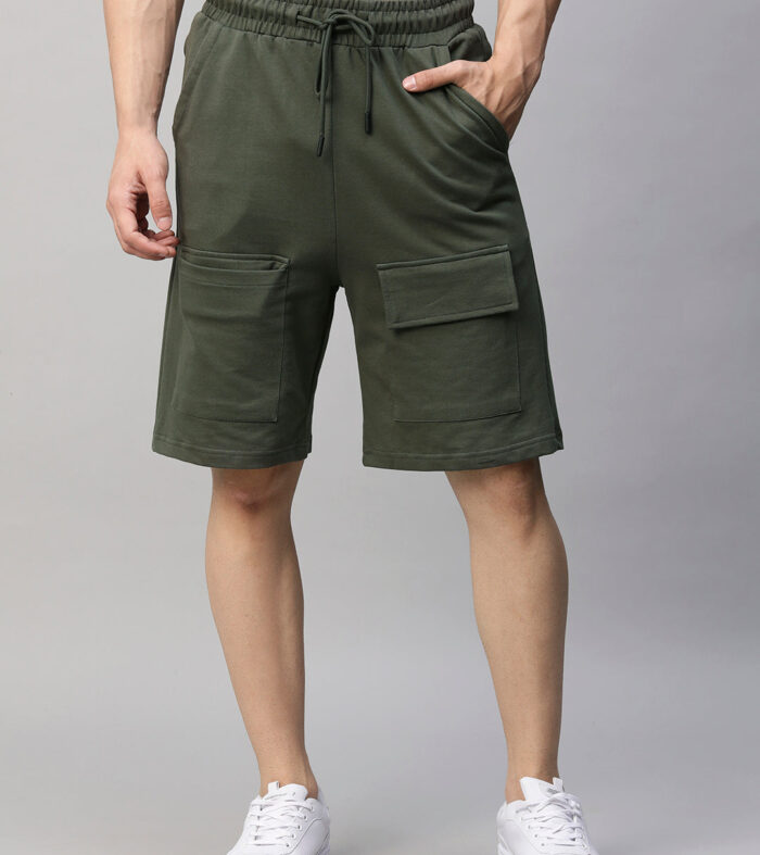 Mens Cargo Shorts - Olive Green